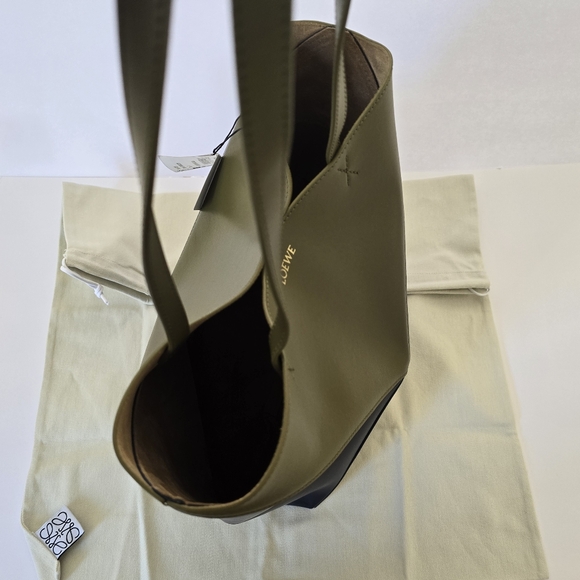 LOEWE  Medium Bicolor Puzzle Tote Bag Olive Navy - Picture 11 of 12